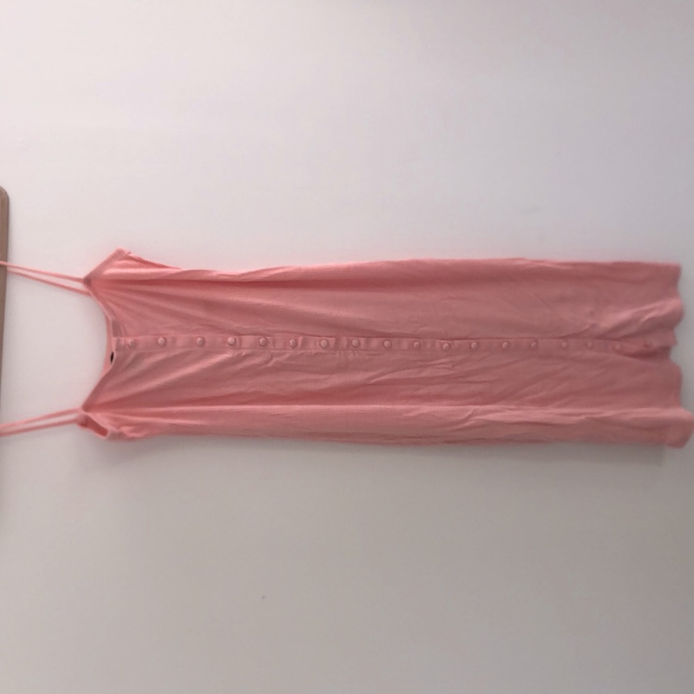 Pink slip dress with buttons